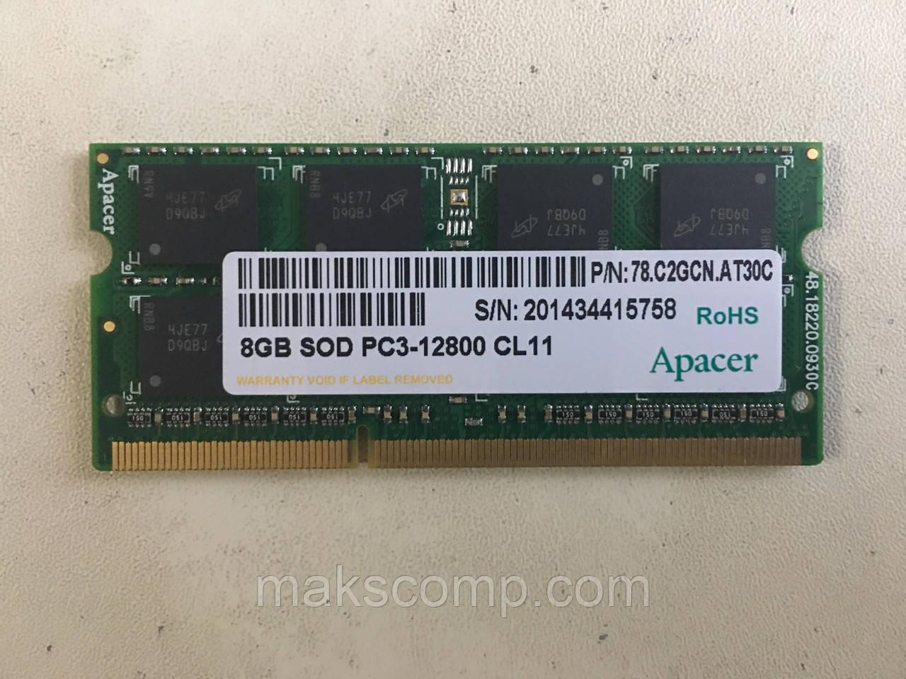 Пам'ять Apacer 8Gb So-DIMM PC3-12800S DDR3-1600