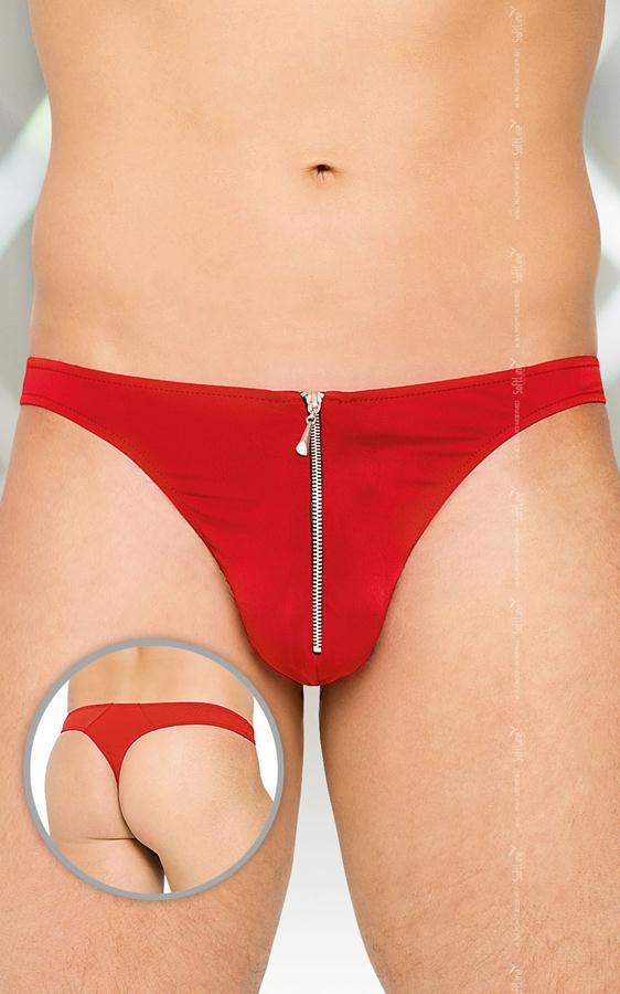 Чоловічі труси-стринги з блискавкою Thongs 4501, red, S/М, L/XL