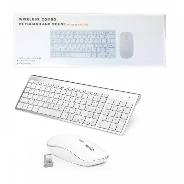 

Комплект клавиатура с мышкой UKC Keyboard Wireless 901/ART-2549 беспроводная USB Белая, Белый
