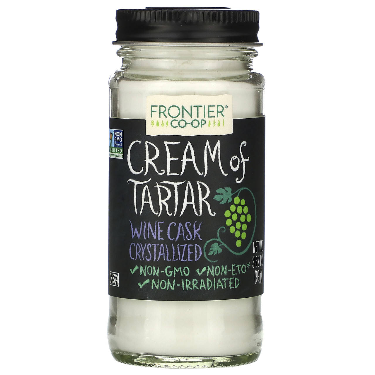 

Frontier Natural Products, Cream of Tartar, порошок, 99 г (3,52 унции), официальный сайт, FRO-18334, Золотистый