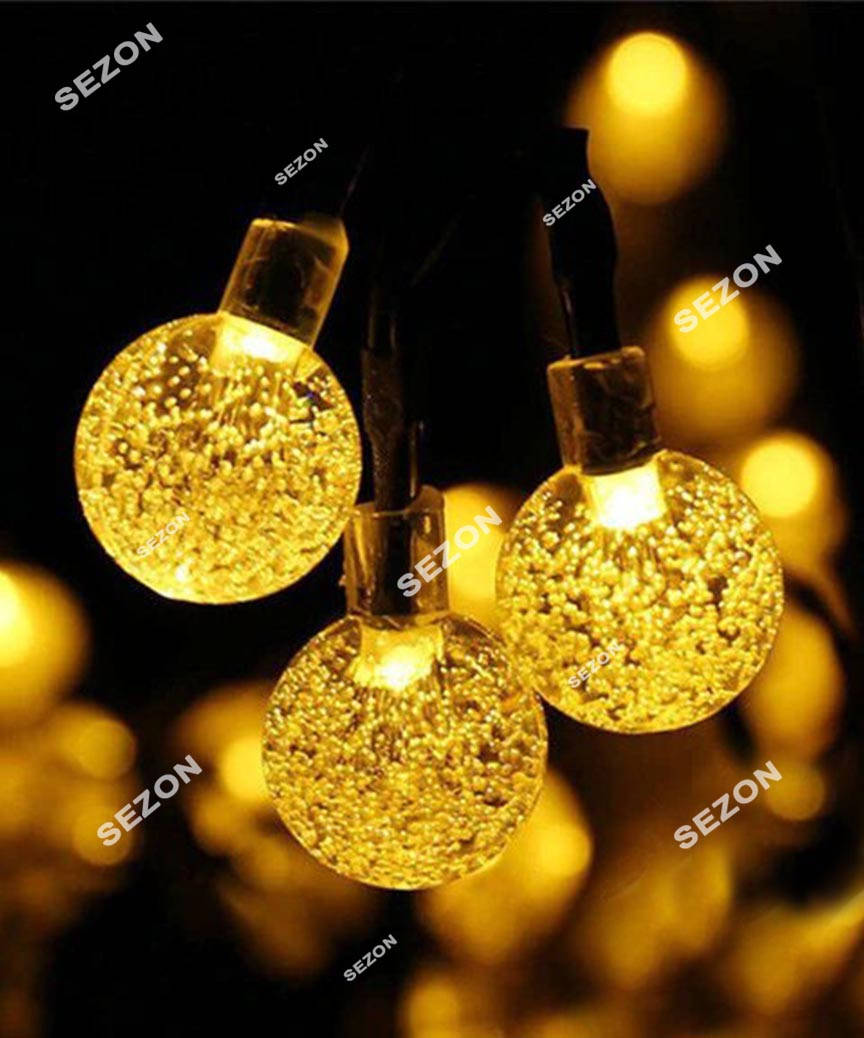 

Уличные гирлянды фигурки 40 LED Шарики Прозрачные 25mm, 8m белый теплый