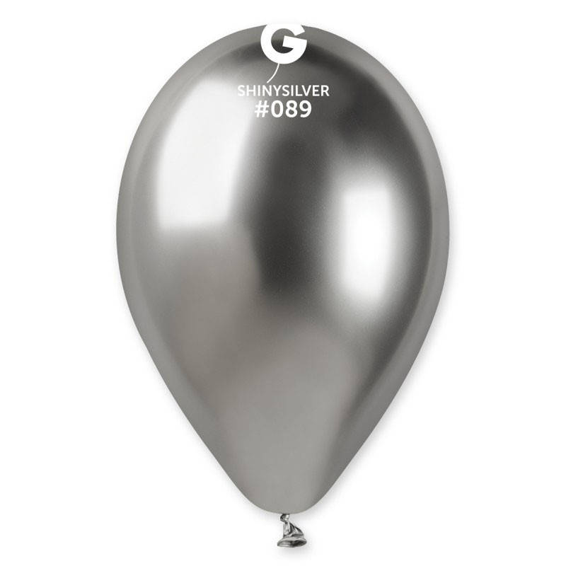

Латексные воздушные шарики 13" хром 89 серебро 10шт/уп Gemar, Серебристый