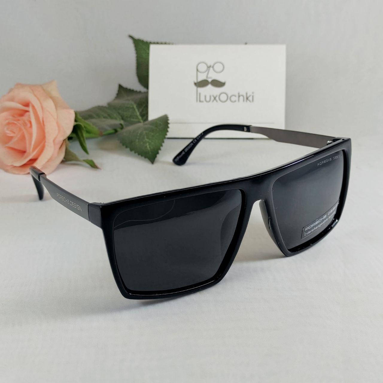 

Мужские квадратные солнцезащитные поляризованные очки Porsche Design, Черный