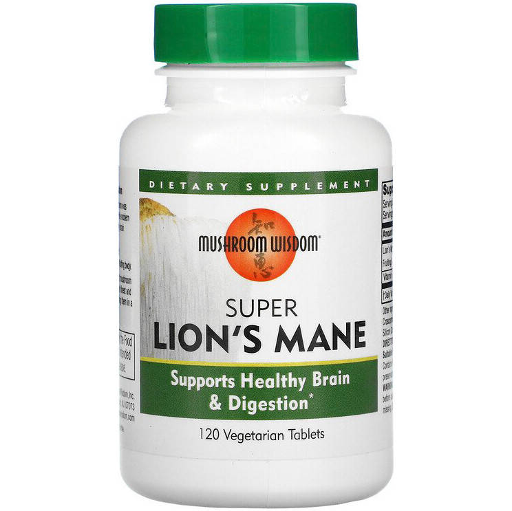 

Ежовик гребенчатый Mushroom Wisdom "Super Lion's Mane" гриб (120 капсул)