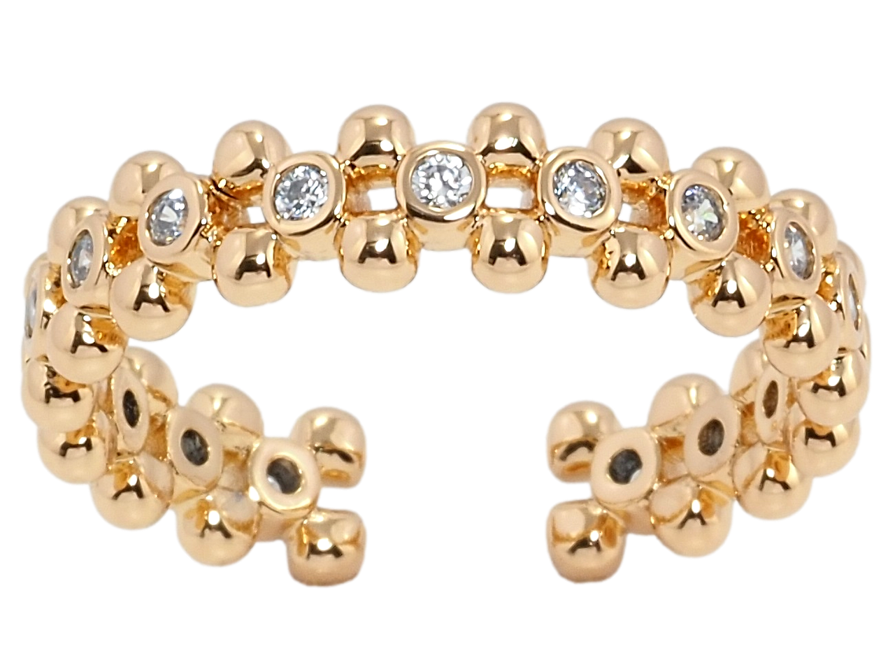 

Кольцо Xuping Позолота 18K "Шарики с дорожкой циркония" р.18-19