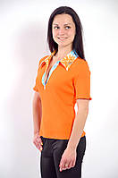 Футболка рубашка оранжевая трикотажная арт 121199