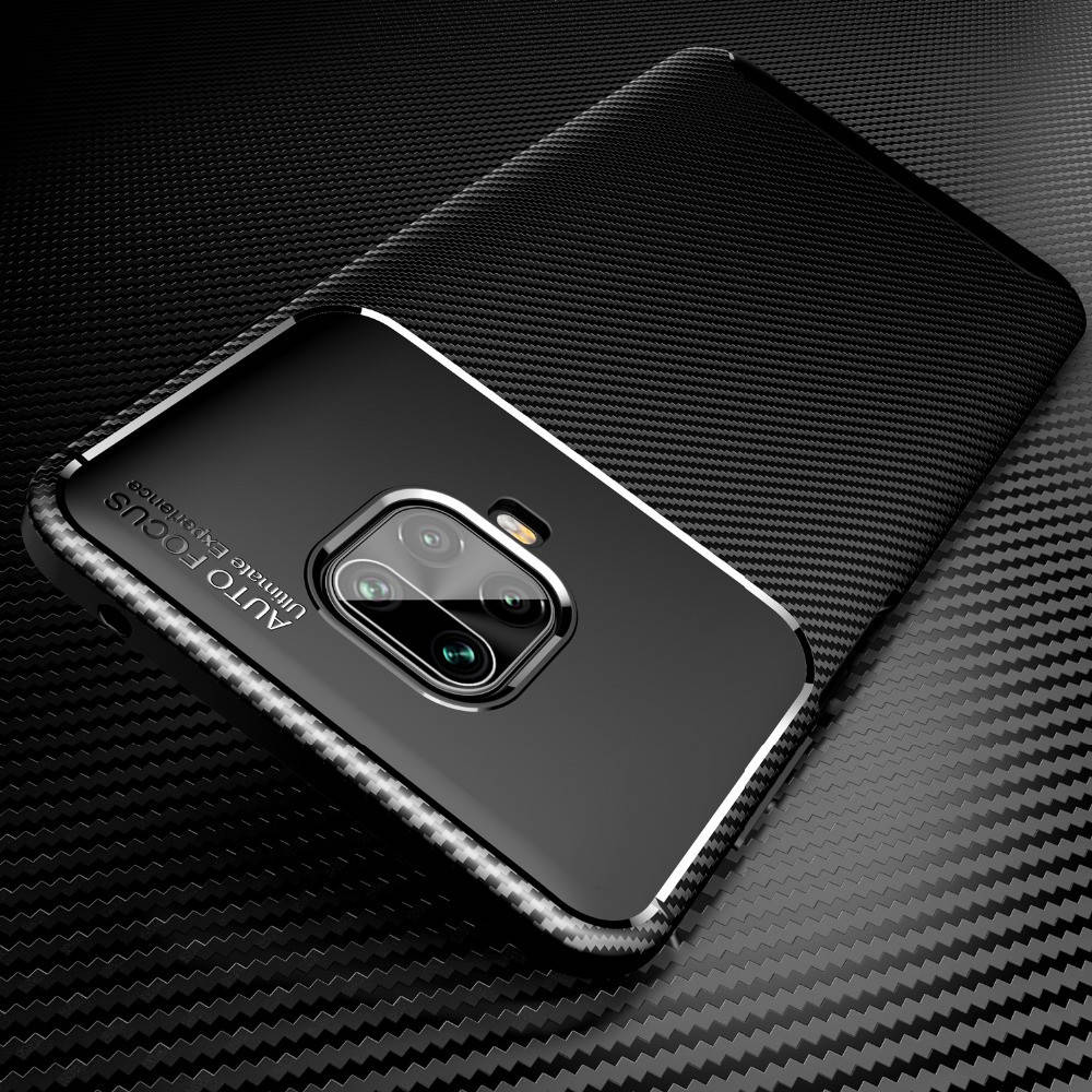 

Противоударный резиновый чехол бампер Карбон для Xiaomi Redmi Note 9 Pro черный