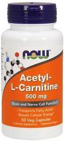 Acetyl L-Carnitine 500 мг NOW, 50 капсул