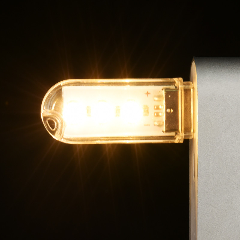 USB LED світильник 3 діоди колір теплий білий