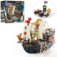 Дитячий ігровий набір Корабель піратів 50838D, 40 см, човен, вежа, гармата, фігурки 4 шт.