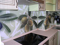 Кухонный фартук из стекла оливки