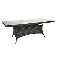 Обеденный стол Wicker из искусственного ротанга со стеклом 200x100 см темно-коричневый