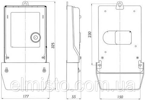  Габаритный чертеж электросчетчиков "Elgama Elektronika" серии EPQS