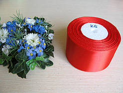 Стрічка атласна. Ширина 5 см. Світло-червоне.