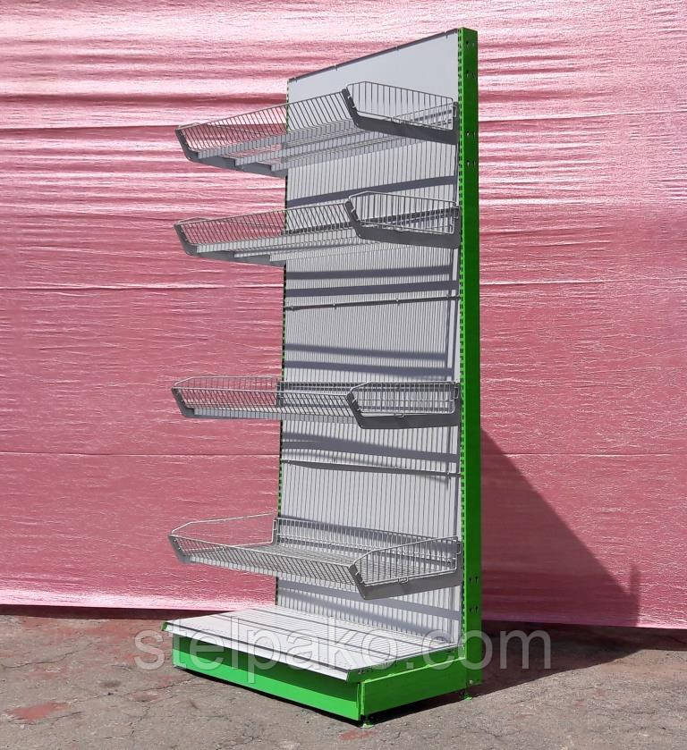 Торговий стелаж із кошиками "Колумб" 225х65 см, бу