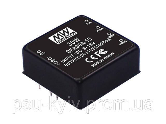 Блок живлення Mean Well DKA30C-15 На плату 30 Вт, 15, 0,1 А (DC/DC Перетворювач)