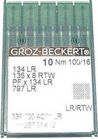 Игла Groz-Beckert 134LR, 135x8 RTW, PFx134 LR с толстой колбой правая лопатка для кожи 10 шт/уп