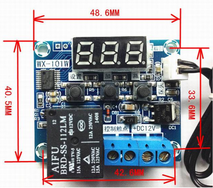 Терморегулятор цифровой WX-101 бескорпусной DC12V/DC5V (-40...+120) 0.1 градус - фото 2 - id-p560846121