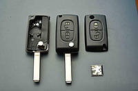 Корпус викидного ключа для PEUGEOT (Пежо) 207, 307, 308, 308, 3008, 4007, 2 — кнопки батарейка на корпусі