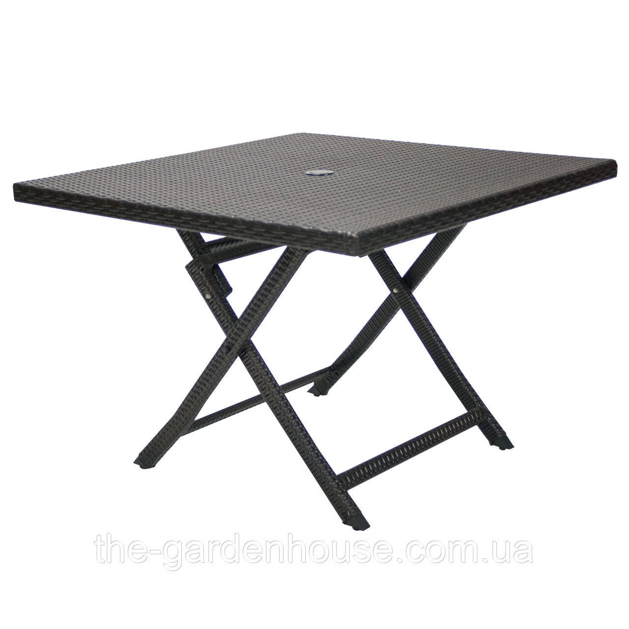 Складаний обідній стіл зі штучного ротанга Stella 100х100 см темно-коричневий