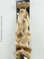 Матовые термо волосы с заколками клипсами Original, трессы 8 прядей, цвет 122 блондин холодный