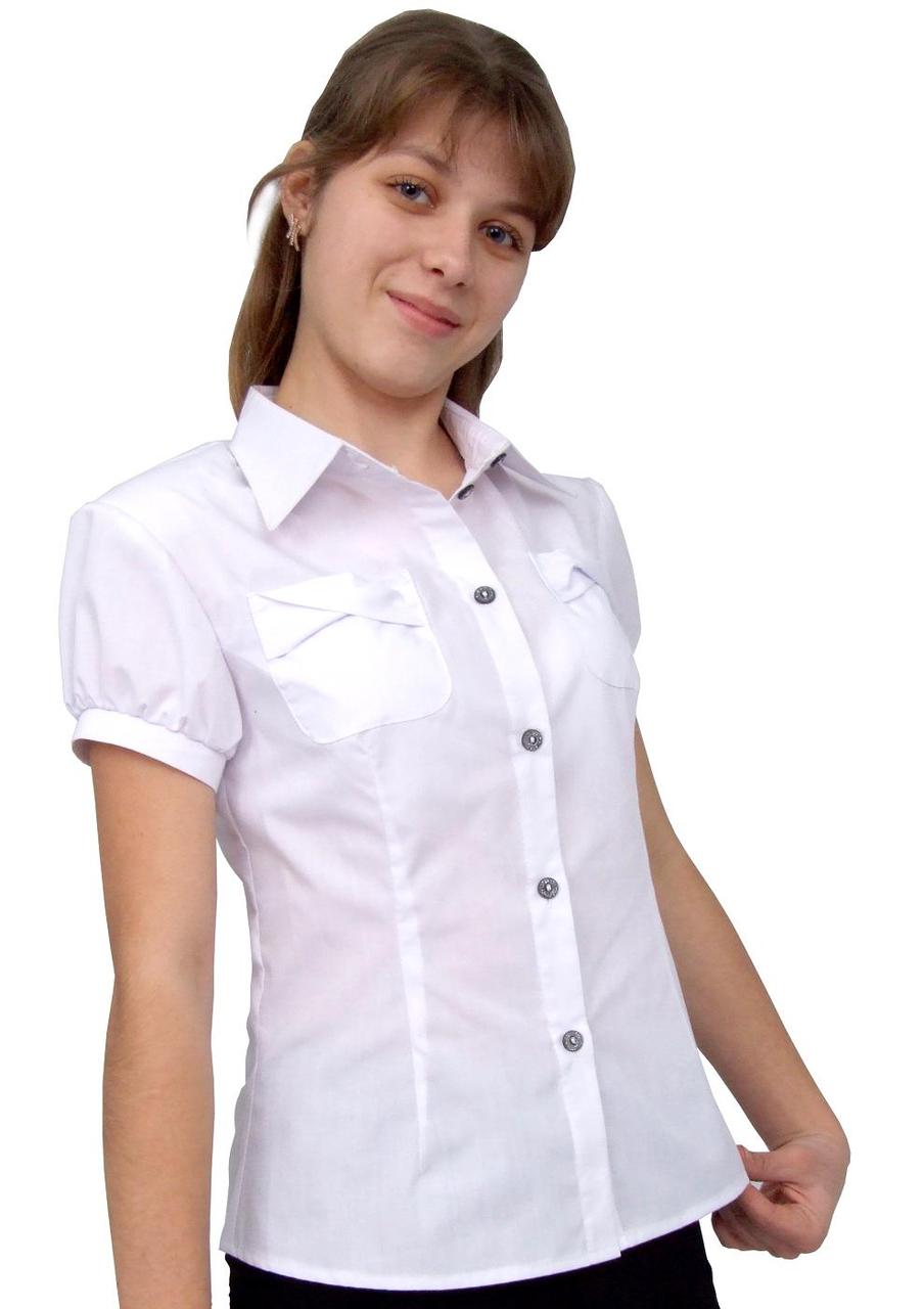 Блузка дитяча для дівчаток шкільна М-923 ріст  134 146 158 170    біла тм "Попелюшка"