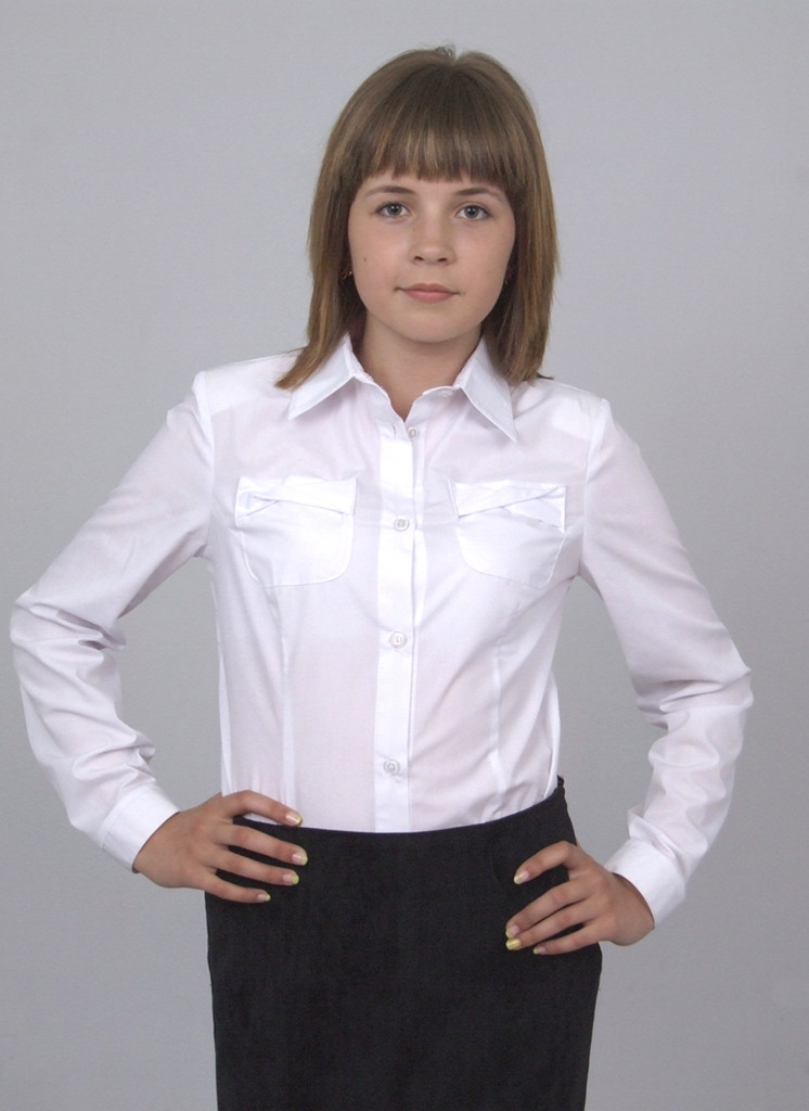 Блузка дитяча для дівчаток шкільна м 937 розмір 128 134 140 146 164 170 біла тм "Попелюшка"