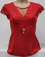 Блуза жіноча літнє, з гіпюром, рожева, червона, Туреччина