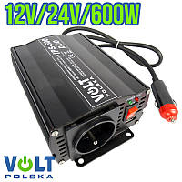Інвертор автомобільний VOLT DUO 12/24V-220V IPS-300/600 (600W max)