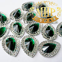 Акрилові камені, Форма Капля, колір Emerald, 13х18 mm, 1 шт.