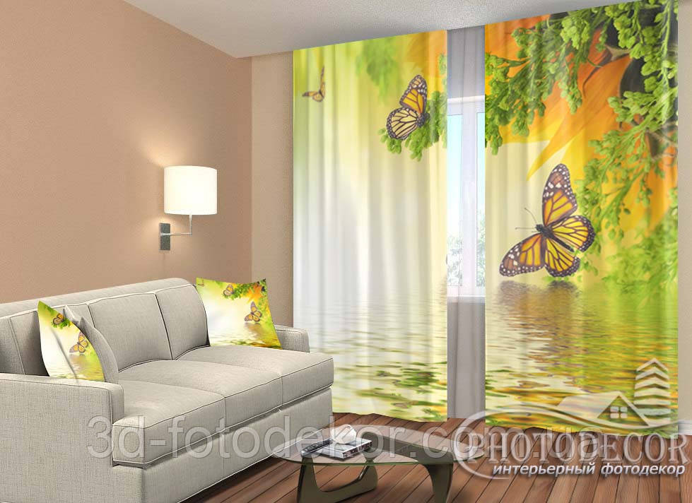 Фото Штори "Метелики над водою" 2,5м*2,9м (2 полотна по 1,45м), тасьма