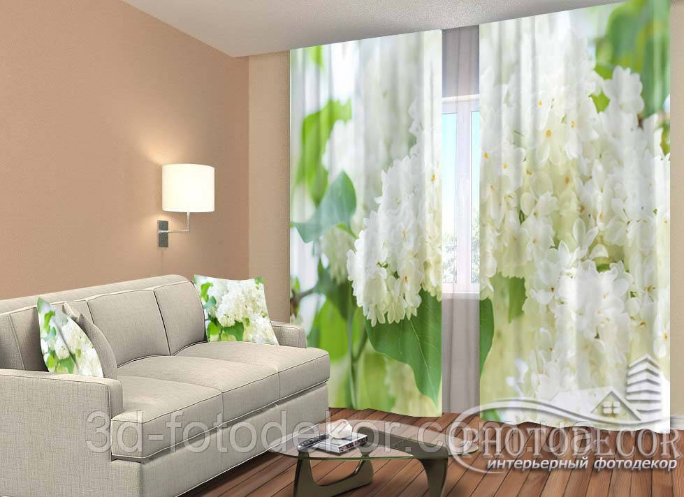 Фото Штори "Білий бузок" 2,5м*2,6м (2 полотна по 1,30м), тасьма