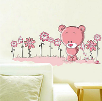 Наклейка на стіну, вінілові наклейки "Закоханий рожевий ведмедик" (лист50*70см), фото 3