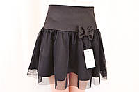 Модная оригинальная школьная юбка с бантиком для девочек 116, черный