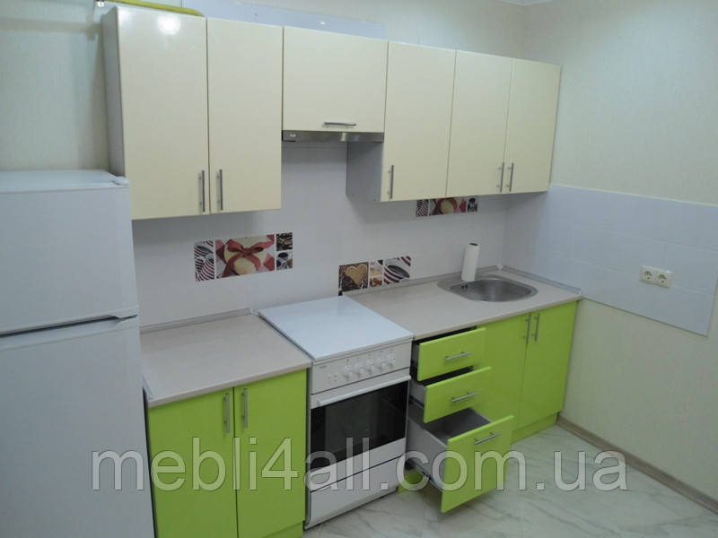 Кухня High Gloss 2,30 м (Ваніль + Лайм), фото 1