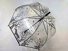 Прозора парасолька-тростина з принтом зебра