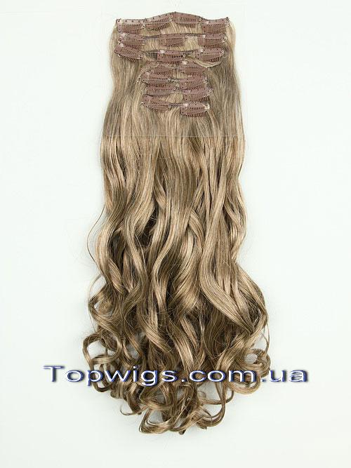 Волосся на кліпсах заколках треси 3777: колір 12-26 світло-русявий холодний мелірування, фото 1
