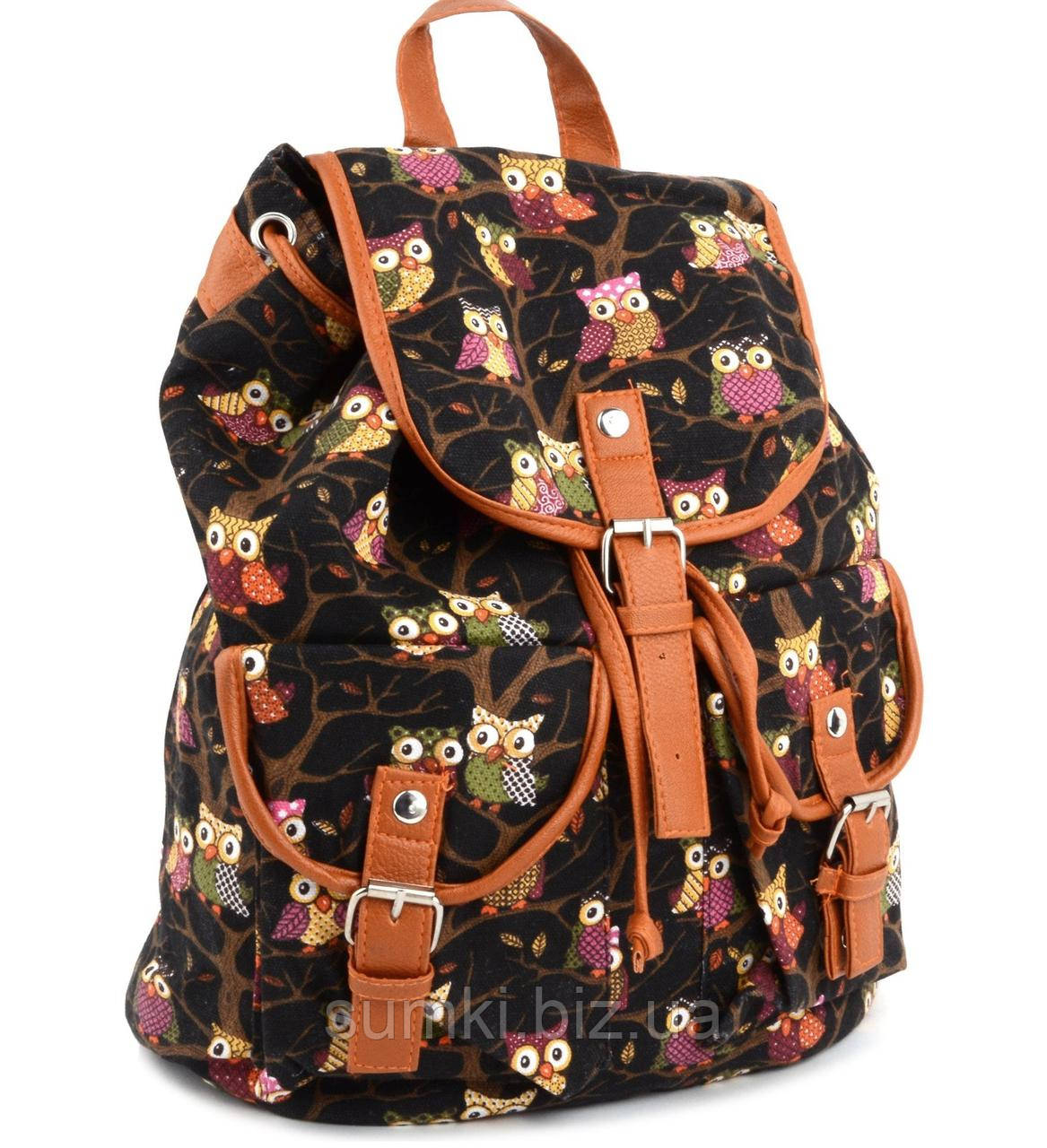 Модний міський рюкзак з совами для дівчини