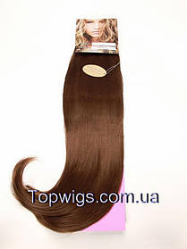 Матові термо волосся з заколками кліпсами Original, треси 8 пасм, колір 8 темно-русявий