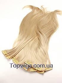 Матові термо волосся з заколками кліпсами Original, треси 8 пасм, колір 122 блондин холодний
