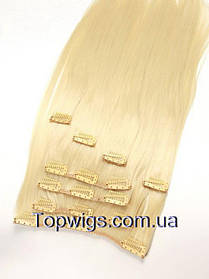 Матові термо волосся з заколками кліпсами Original, треси 8 пасм, колір 613 блондин теплий