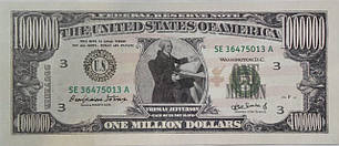 1000000 доларів. Пачка сувенірних грошей