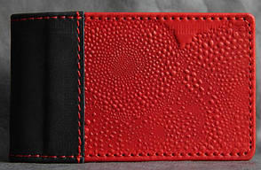 Візитниця кишенькова "Макі" з декоративним тисненням із натуральної шкіри ручна робота