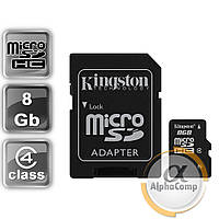 Картка пам'яті microSD 8Gb Kingston Class 4 (SDC4/8GB) + SD адаптер