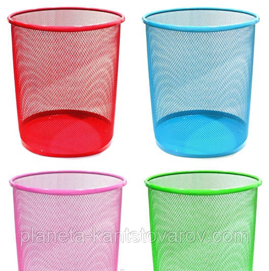 Кошик для паперів офісний, метал сітка "сін/роз/красн/фіоле жовтий колір" 0822