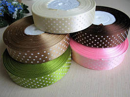 Стрічки атласні в горох. Ширина 2.5 см