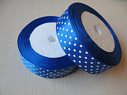 Стрічка в горох 2.5 см колір синій