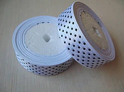 Стрічка в горох 2.5 см колір — білий