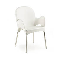 Пластиковый стул Atena с алюминиевыми ножками белый