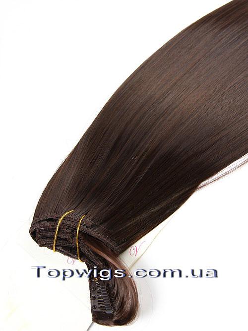 Волосся на кліпсах треси Viola 70 СМ, 8 пасм на заколках термо, колір 4SP33 каштановий